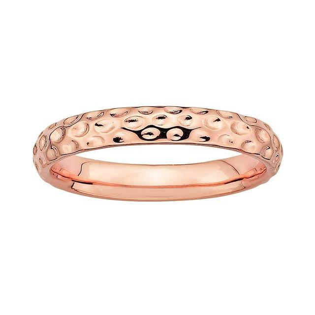 Stacks & Stones 18k Rose Gold Over Silver Hammered Stack Ring, Womens Pink Product Image