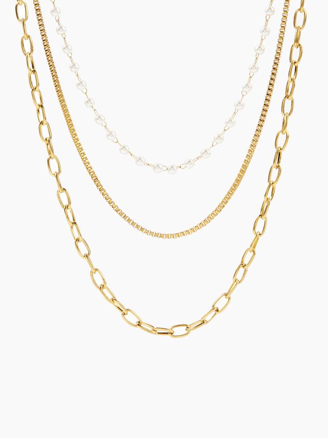 Faux Pearl Decor Chain Layer Necklace Product Image