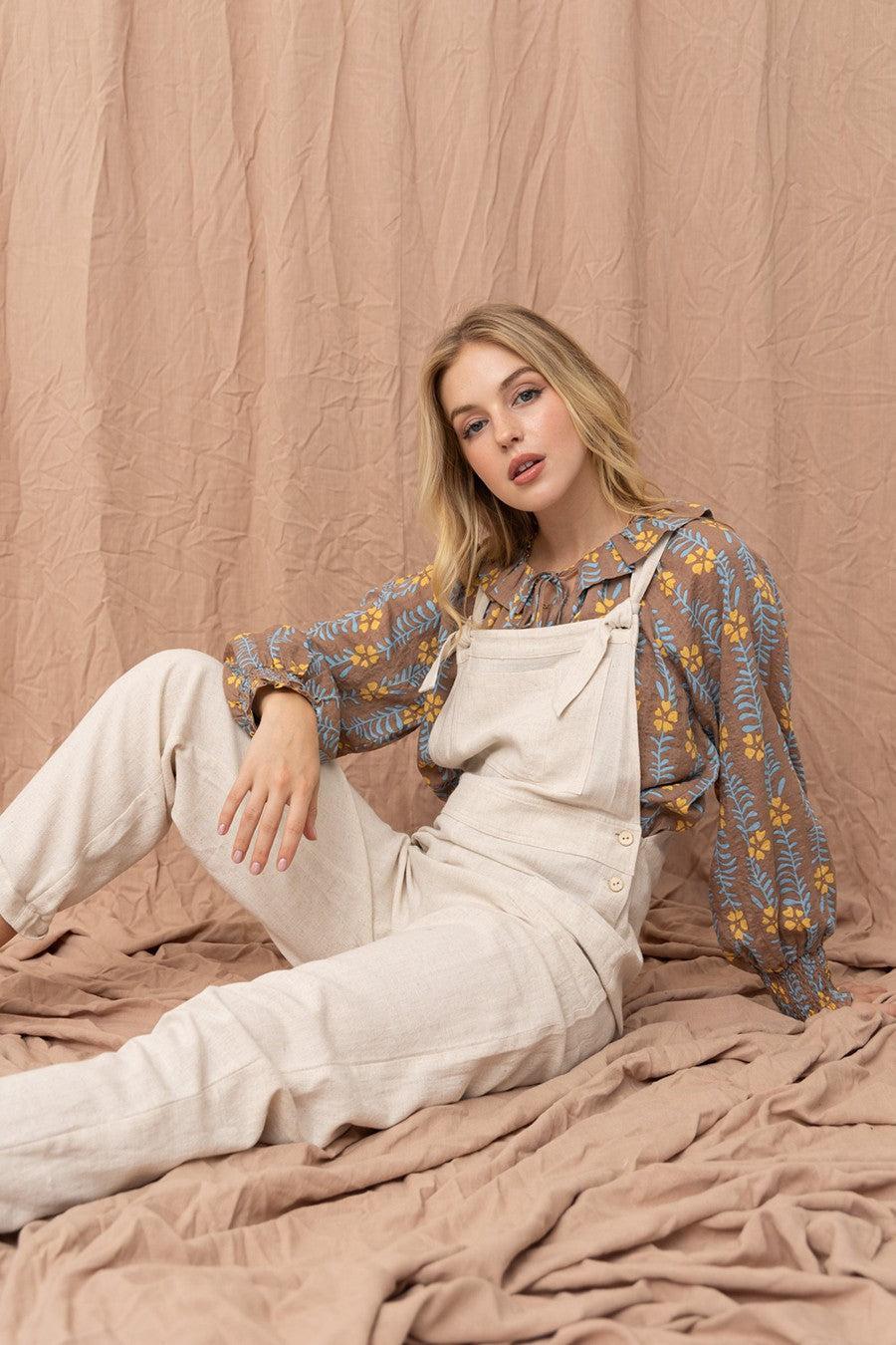 Linen Mix Jumpsuit Overalls Product Image