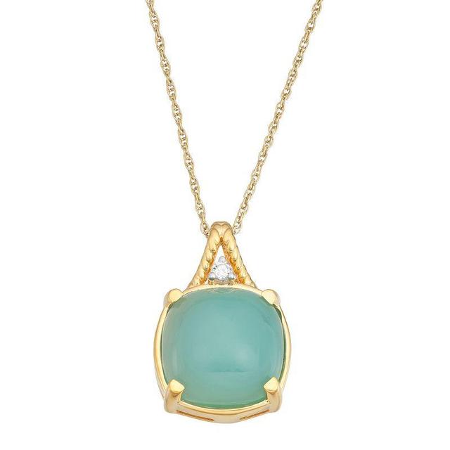 Jewelexcess Chalcedony & White Topaz 14k Gold Over Silver Pendant Necklace, Womens 14k Gold Plated Product Image