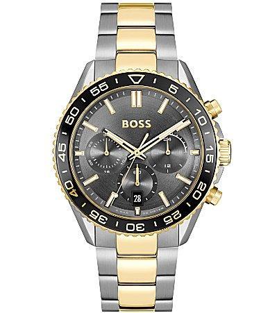 Hugo Boss Mens Runner Quartz Chronograph Two Tone Stainless Steel Bracelet Watch Product Image