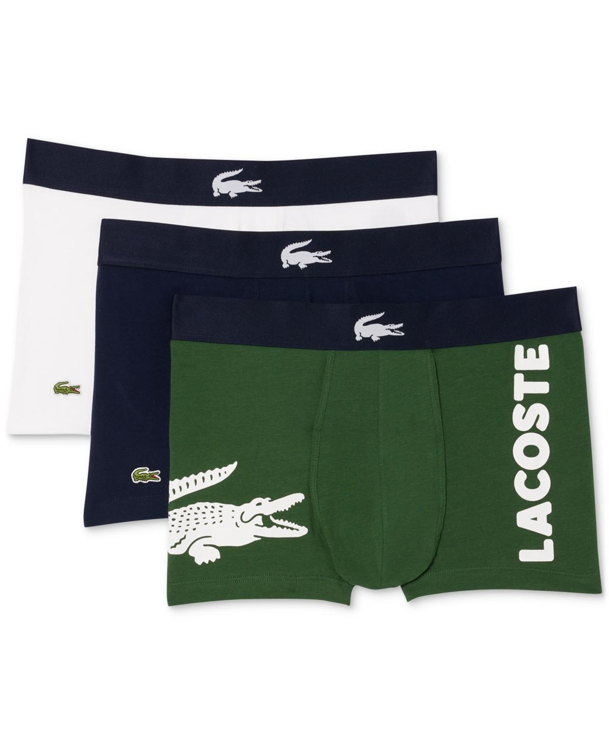 Lacoste Mens 3pk. Regular-Fit Big Croc Logo Trunk Underwear Product Image