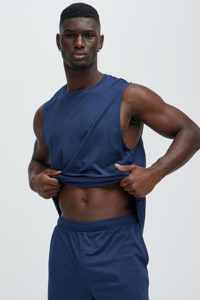 Essential Modal Lounge Sleeveless Muscle Tee - Navy Product Image