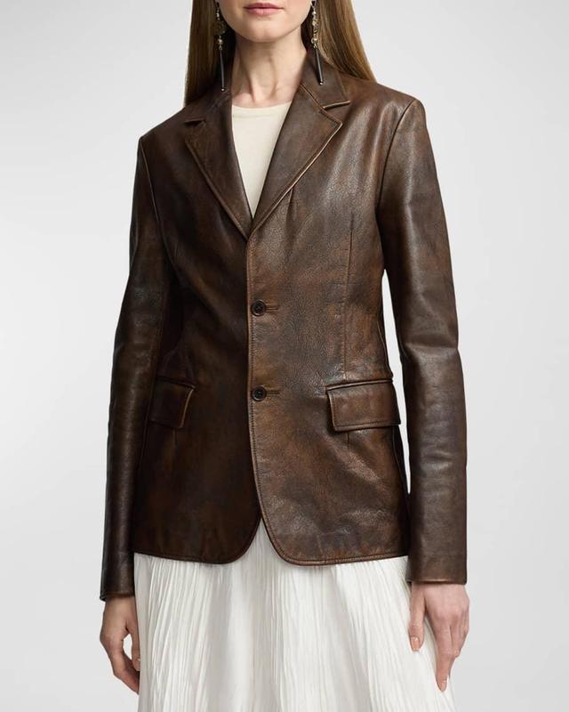 Tomasso Distressed Leather Jacket Product Image