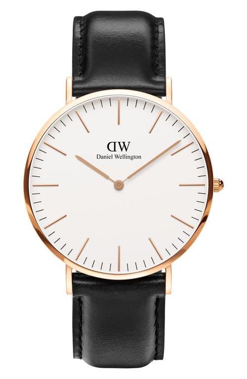 Daniel Wellington Mens Classic Sheffield Black Leather Watch 40mm Product Image