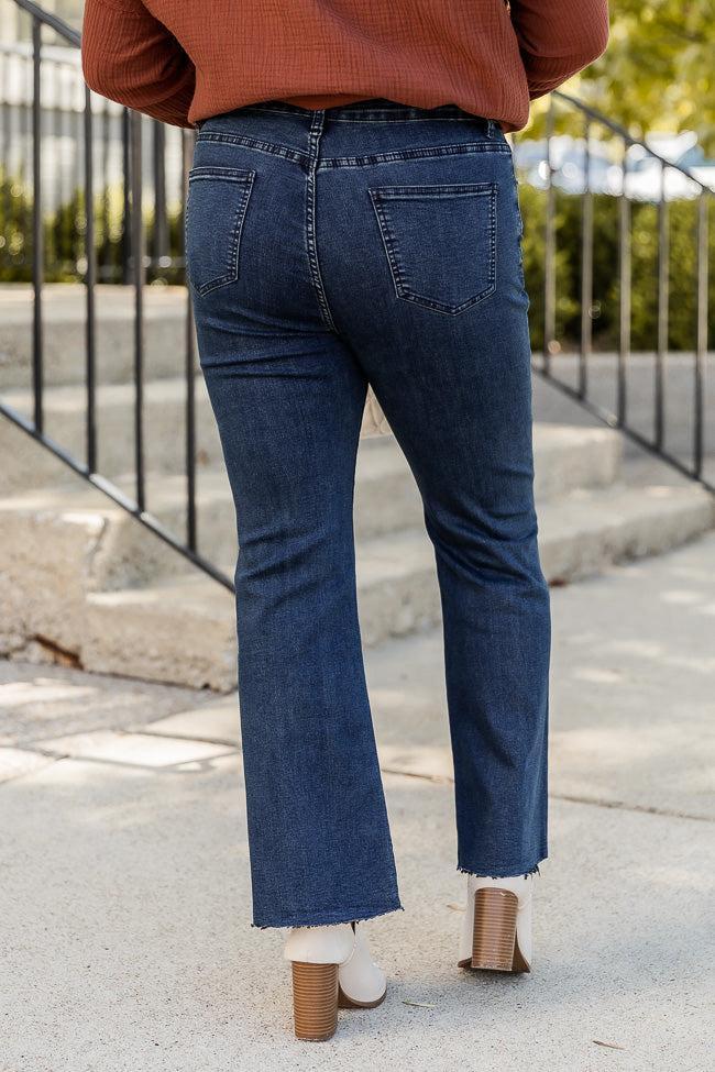 Adeline Dark Wash Button Fly Straight Leg Jeans FINAL SALE Product Image