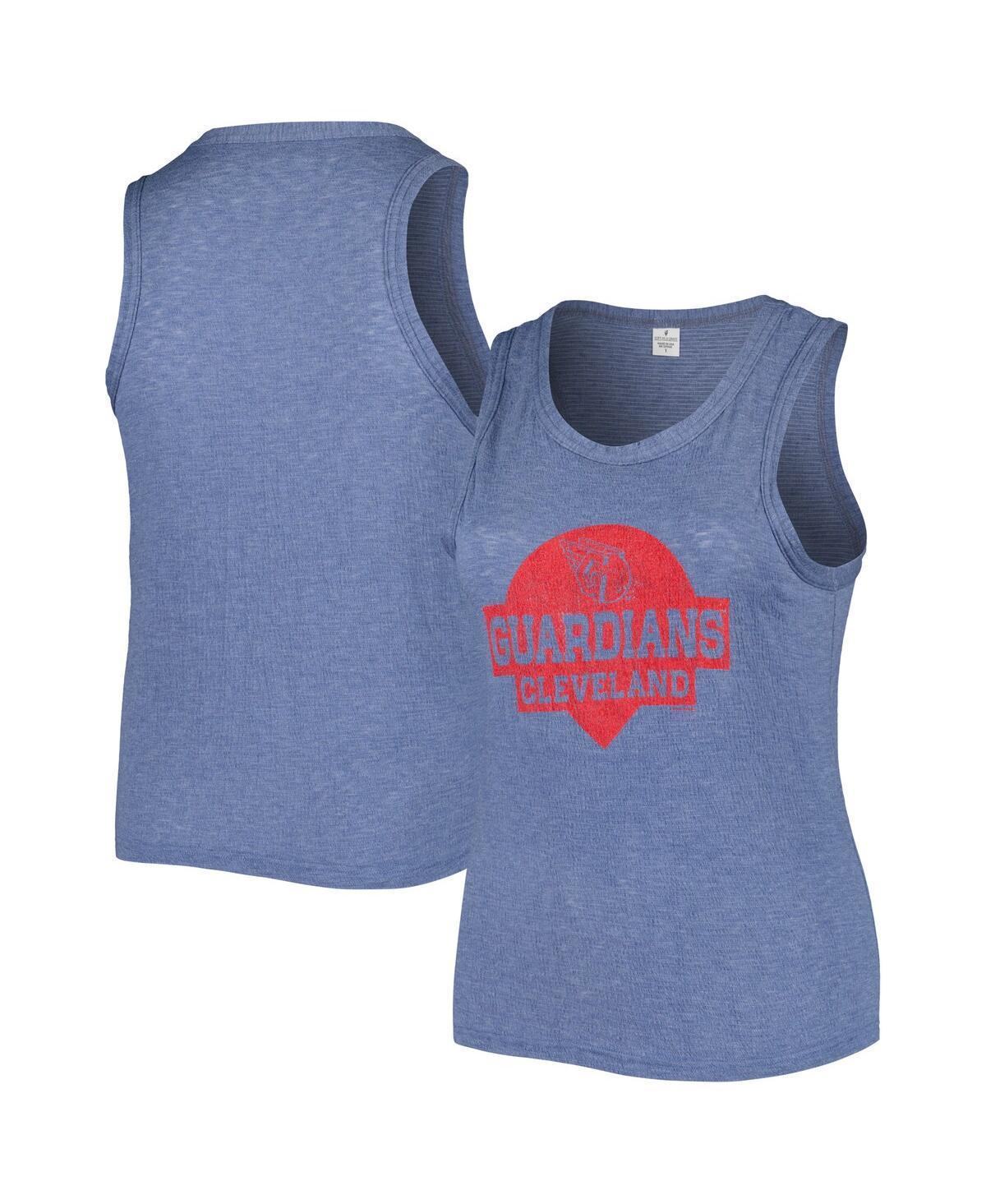 Womens Soft as a Grape Navy Cleveland Guardians Plus Size High Neck Tri-Blend Tank Top Grd Blue Product Image