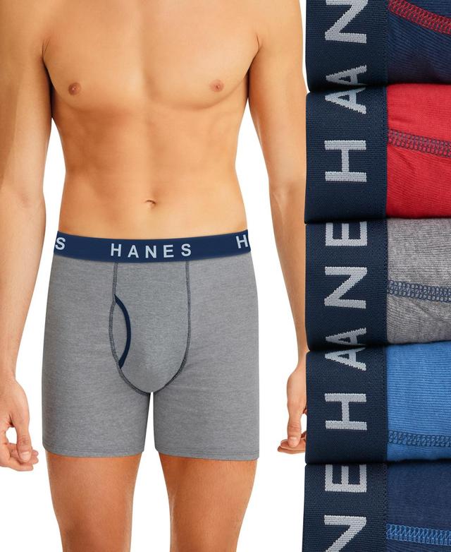 Hanes Men's Tagless Boxer Briefs-Multiple Colors (Blues, Assorted) (5 Pack - Blue Assorted) Men's Underwear Product Image