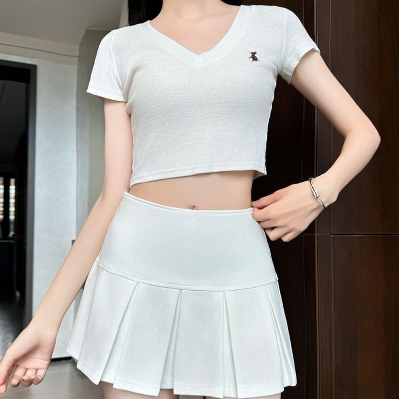 Mid Rise Panel Accordion Pleat A-line Sports Mini Skirt With Inset Shorts Product Image