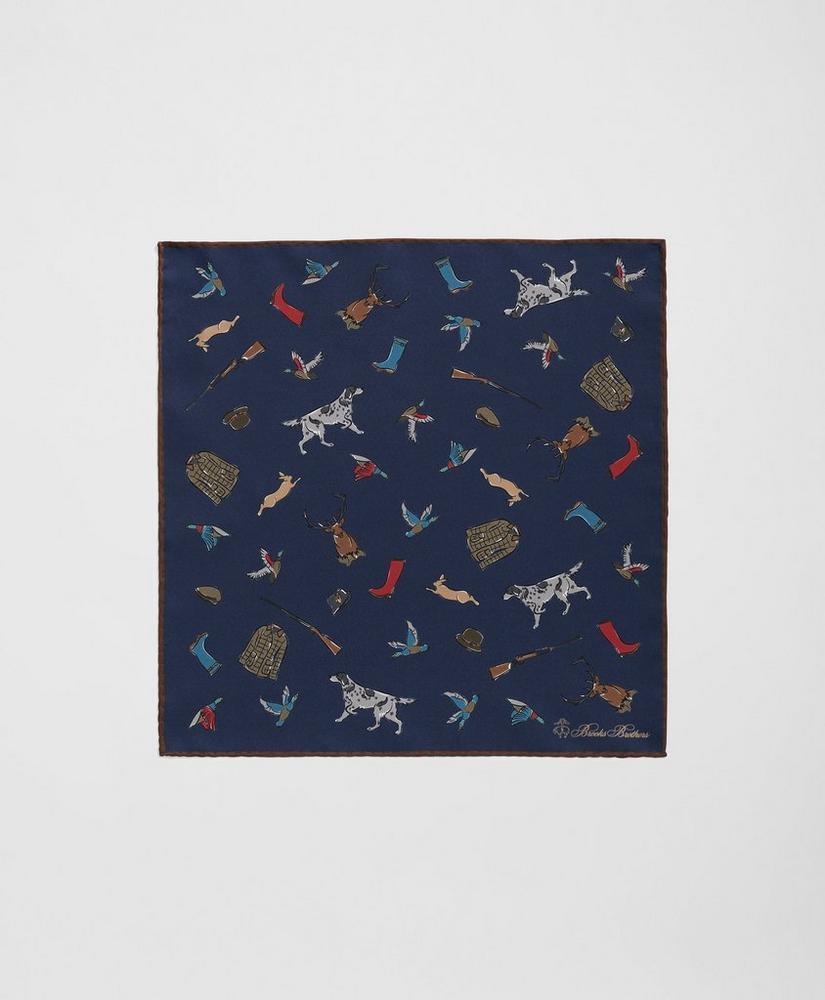 Country Motif Silk Pocket Square Product Image