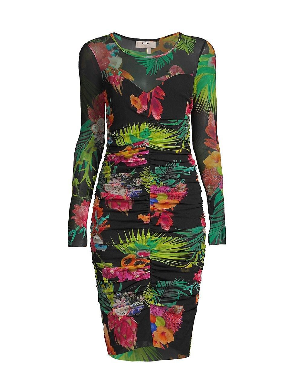 Womens Tropical Illusion Ruched Minidress Product Image