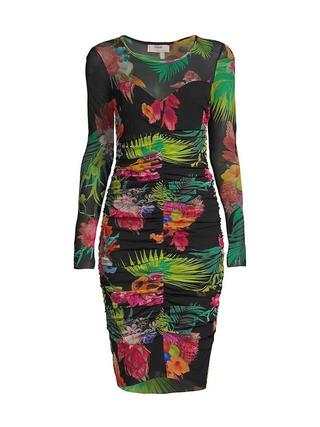 Womens Tropical Illusion Ruched Minidress Product Image