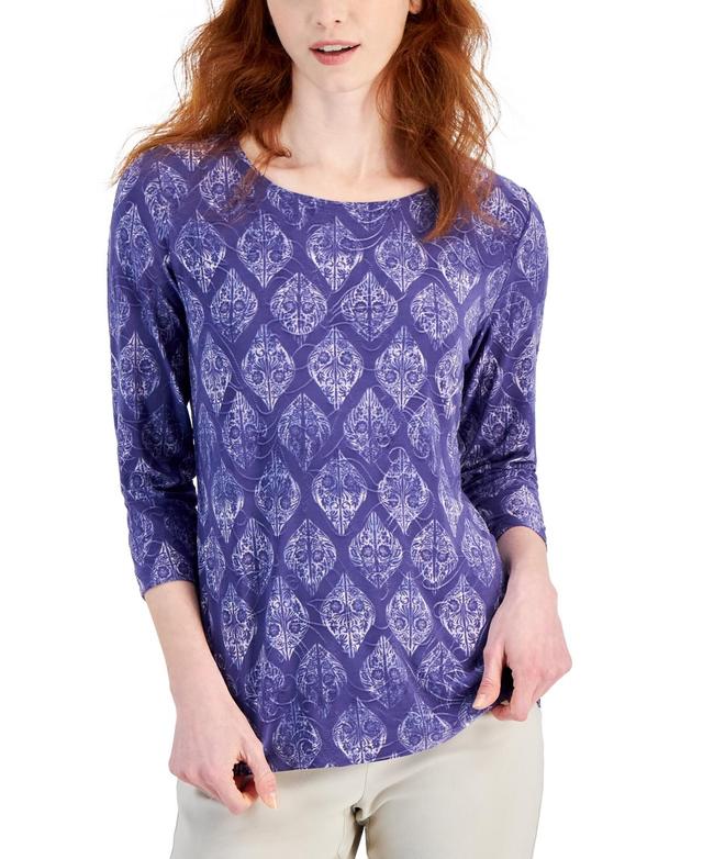 Jm Collection Womens Jacquard-Print Knit Top, Created for Macys Product Image