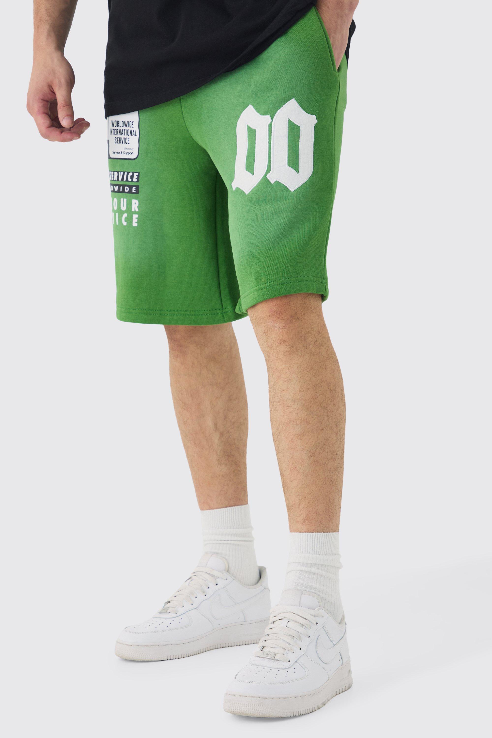 Tall Basketball Washed Applique Moto Printed Shorts | boohooMAN USA Product Image