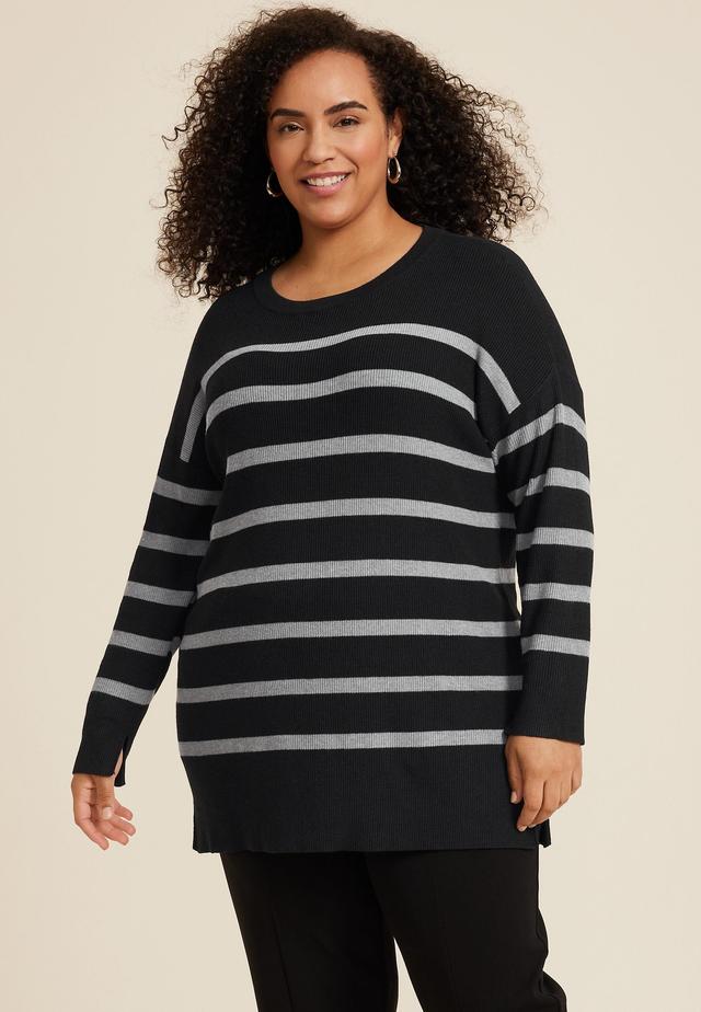 Maurices Plus Size Womens Striped Side Split Tunic Sweater Size 2X Product Image