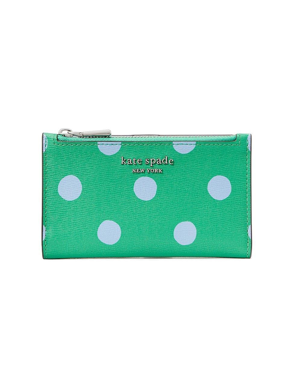 Kate Spade New York Morgan Sunshine Dot Printed Pvc Small Slim Bifold Wallet (Candy Grass Multi) Wallet Handbags Product Image