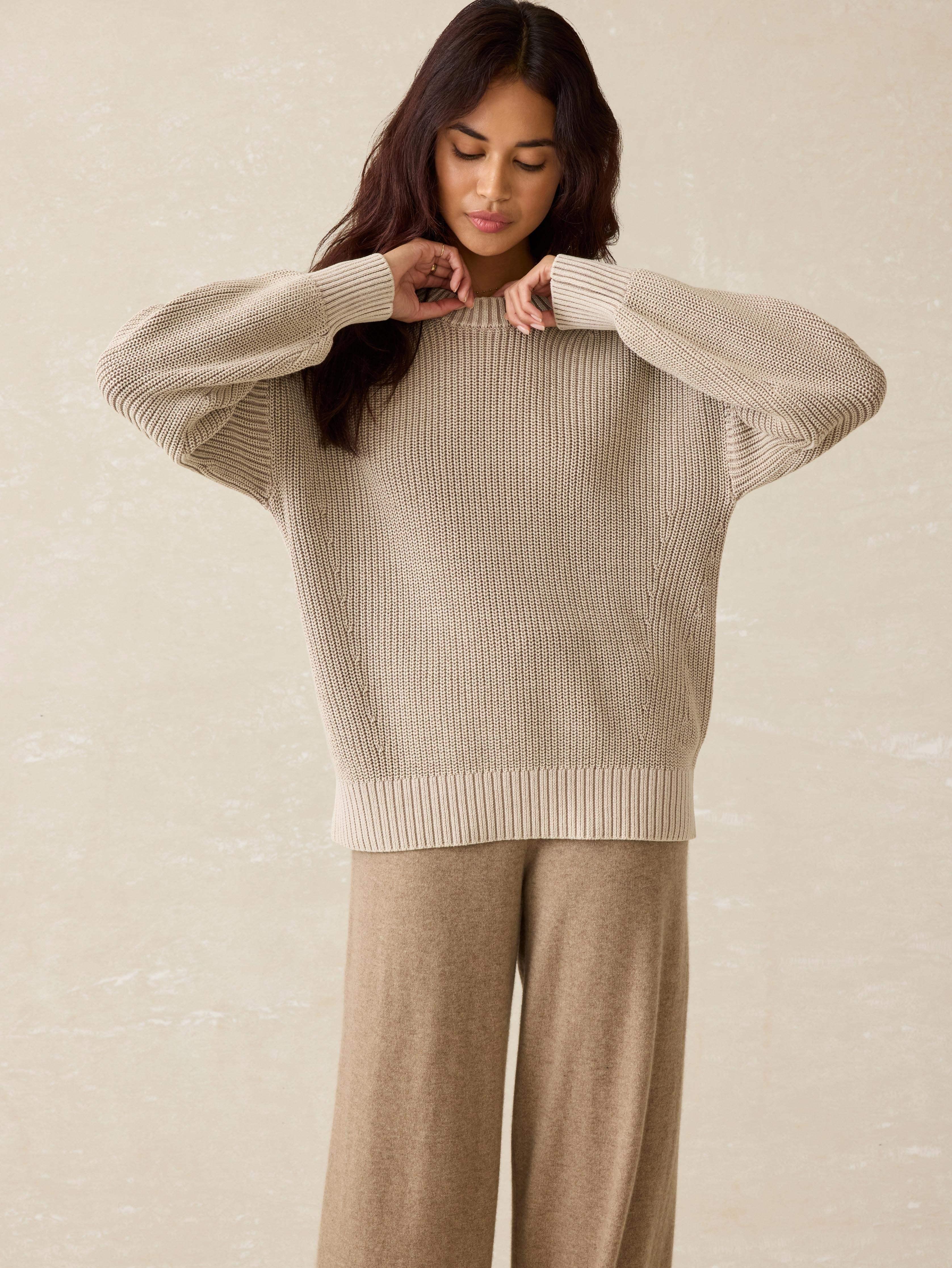 Sunwashed Fisherman Sweater - Sand Shell Female Product Image