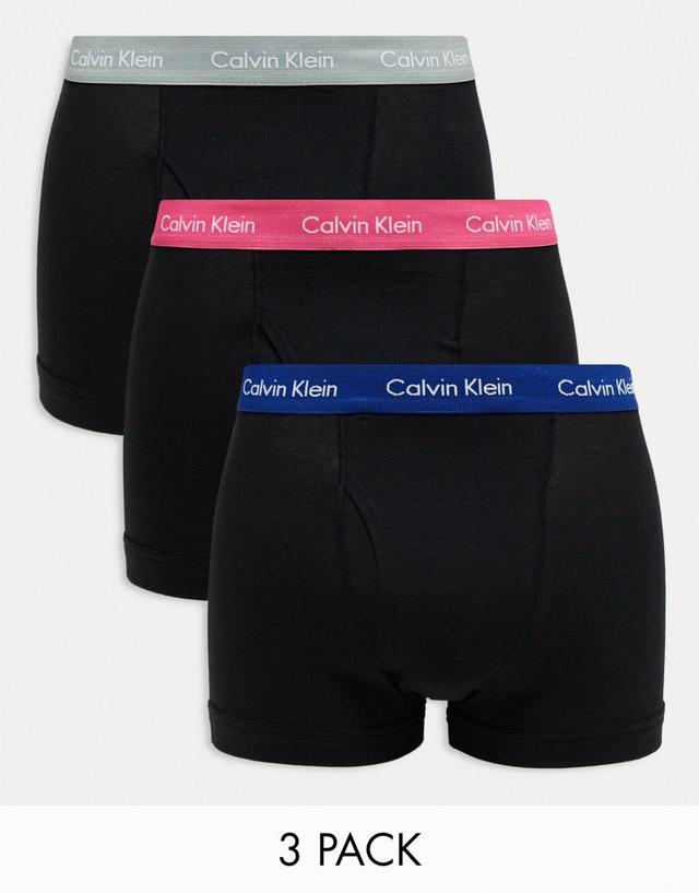 Calvin Klein cotton stretch wicking boxer briefs 3 pack in black with colored waistband Product Image