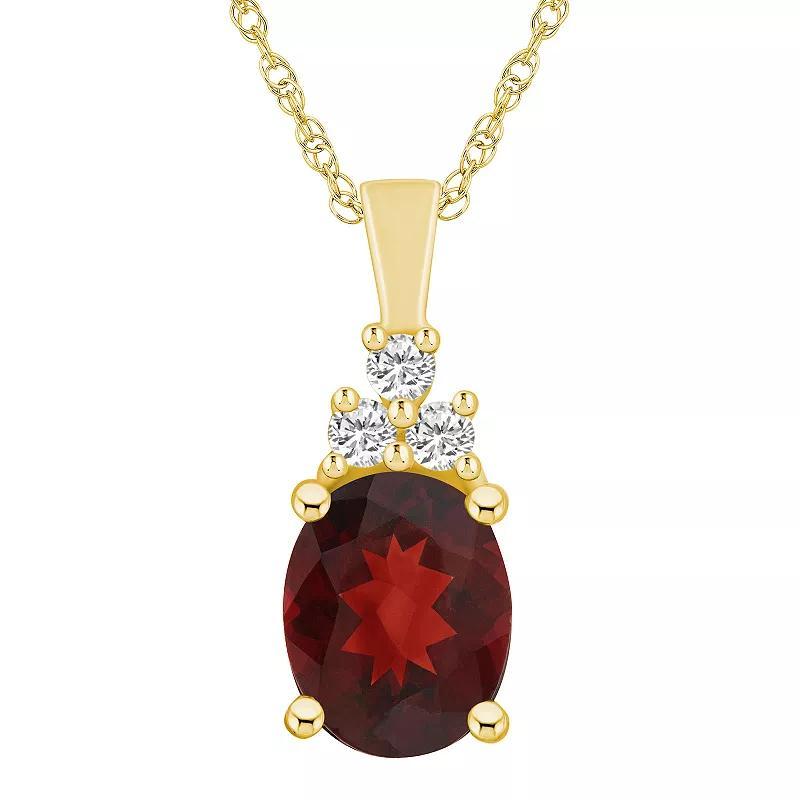 Alyson Layne 14k White Gold Oval Garnet & 1/6 Carat T.W. Diamond Pendant Necklace, Womens Red Product Image