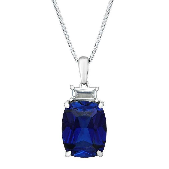 Gemminded Sterling Silver Lab-Created Sapphire & Lab-Created White Sapphire Accent Pendant Necklace, Womens Blue Product Image