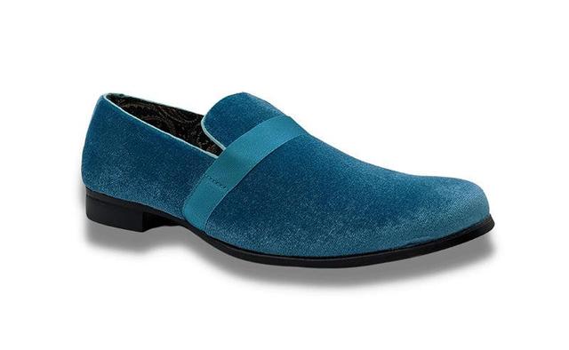 (Size 10½) Aqua Solid Velvet Loafer Product Image