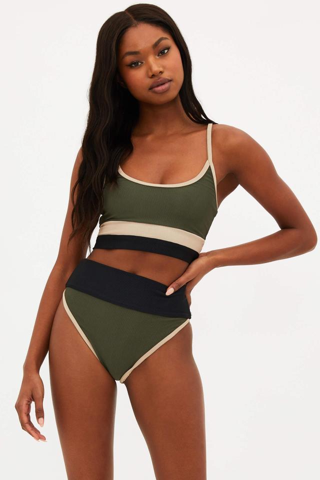 Eva Top Military Olive Colorblock Product Image