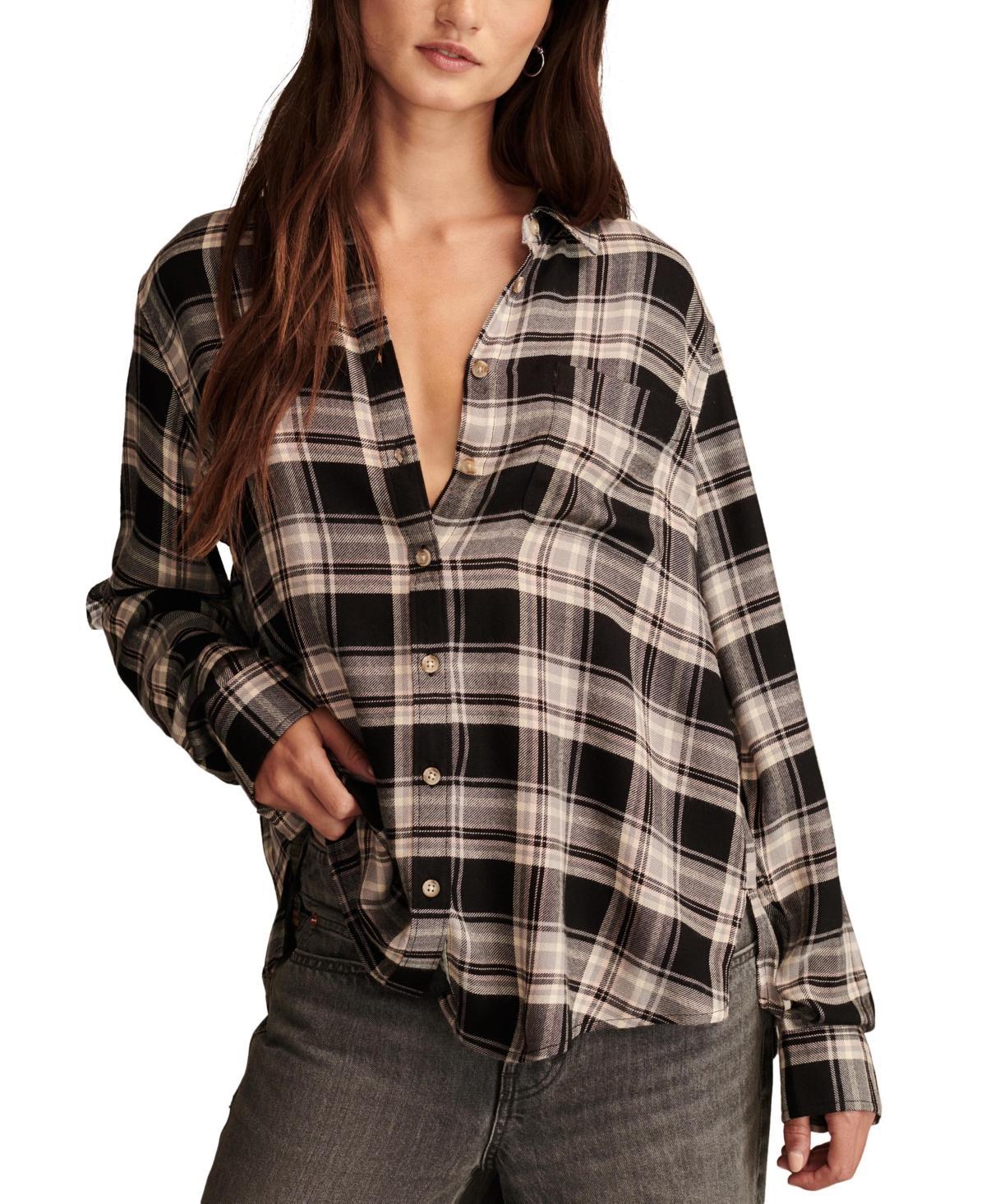 Lucky Brand Womens Cloud Plaid Boyfriend Shirt Product Image