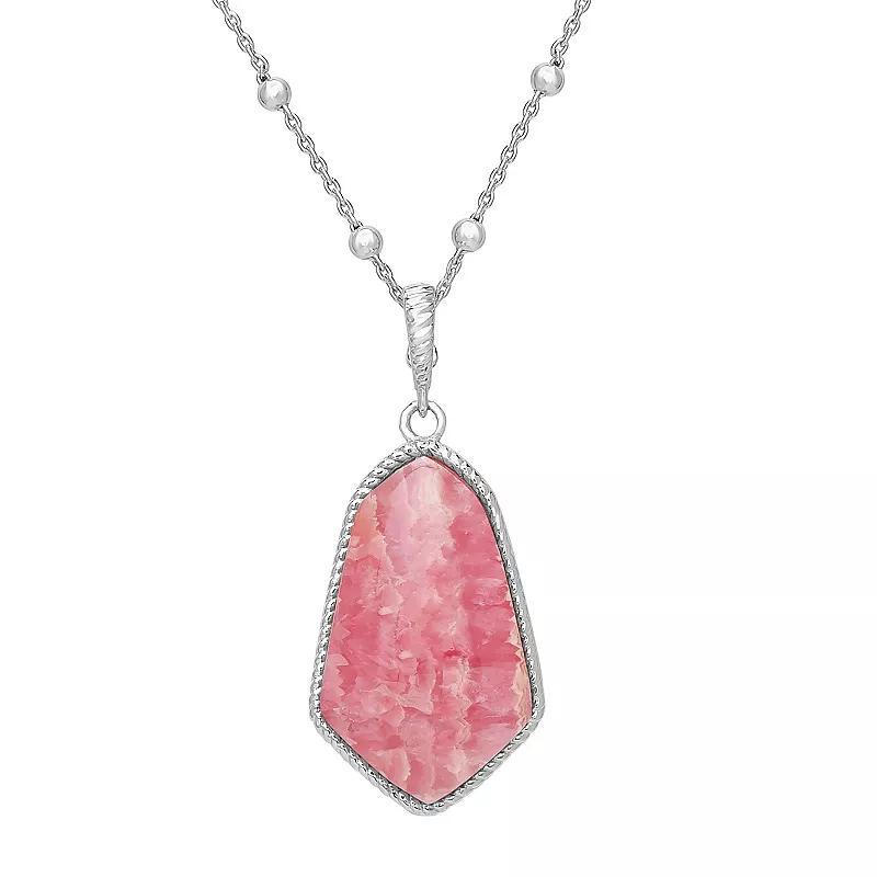 Gemistry Sterling Silver Gemstone Pendant Necklace, Womens Rhodochrosite Product Image