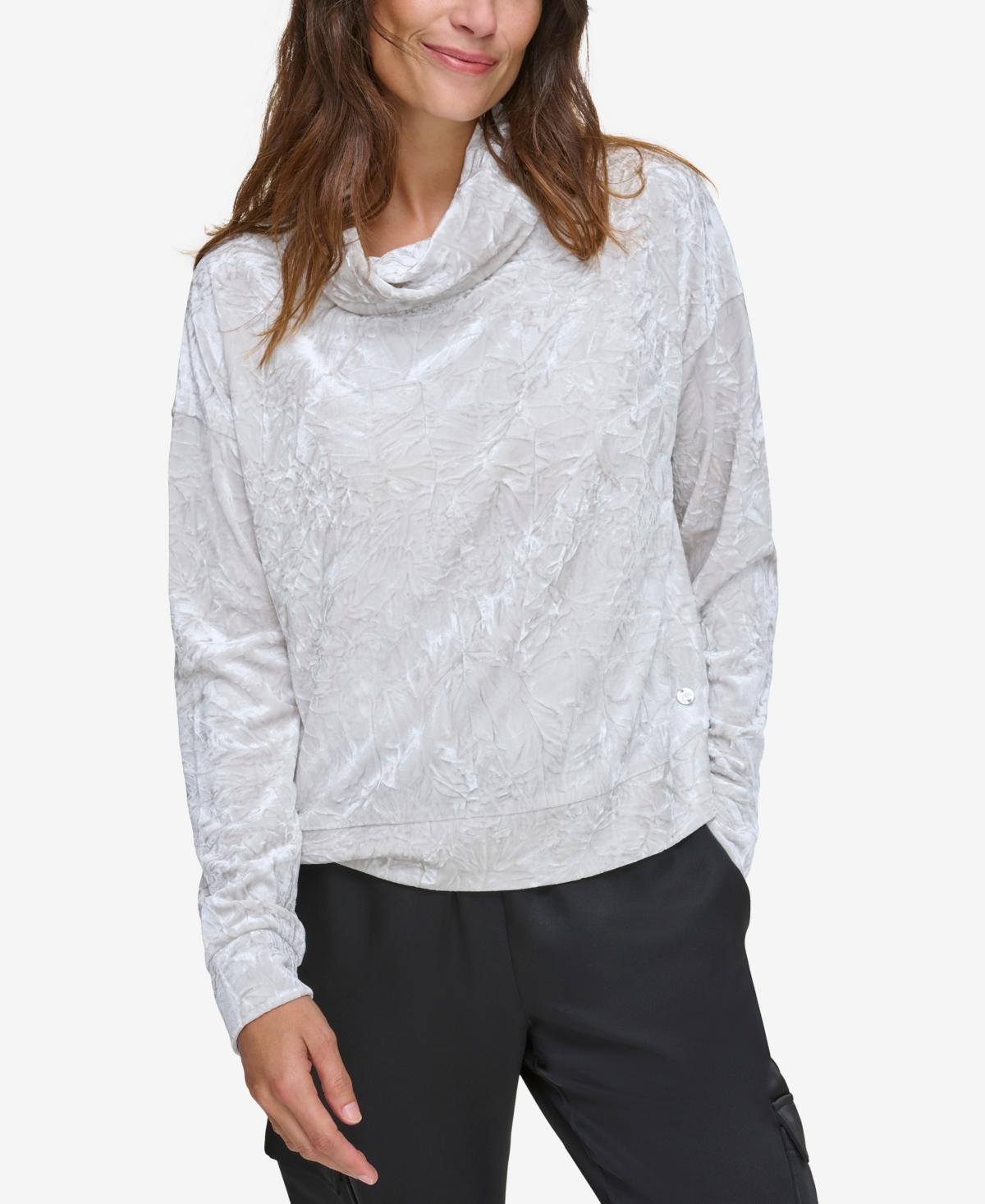 Andrew Marc Sport Velvet Knit Funnel Neck Long Sleeve Top Product Image