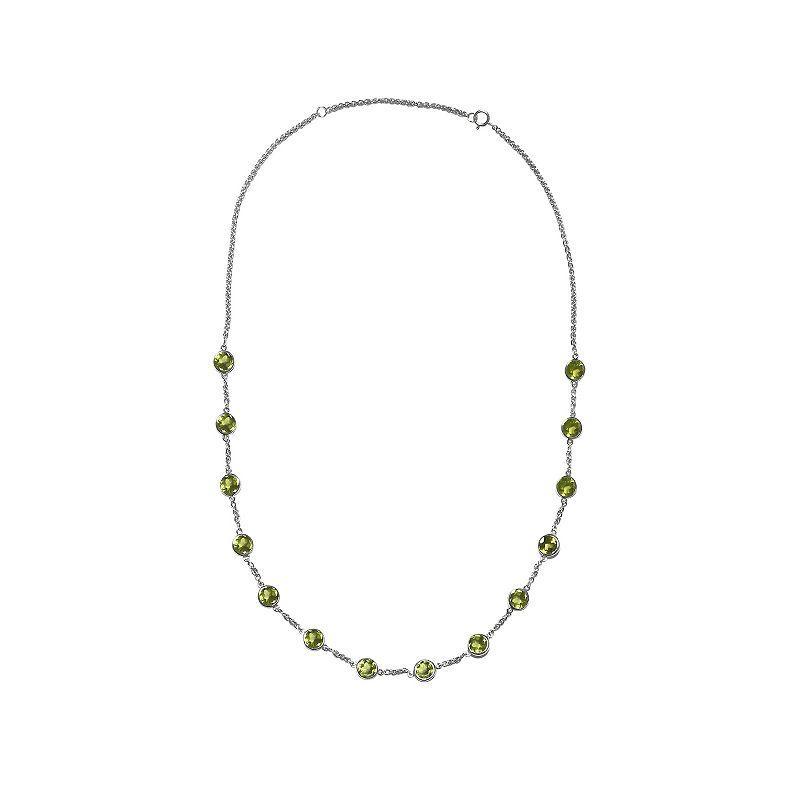 Jewelexcess Sterling Silver Peridot Station Necklace, Womens Product Image