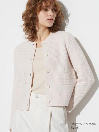 Womens Knitted Short Jacket Off White XS UNIQLO US Product Image