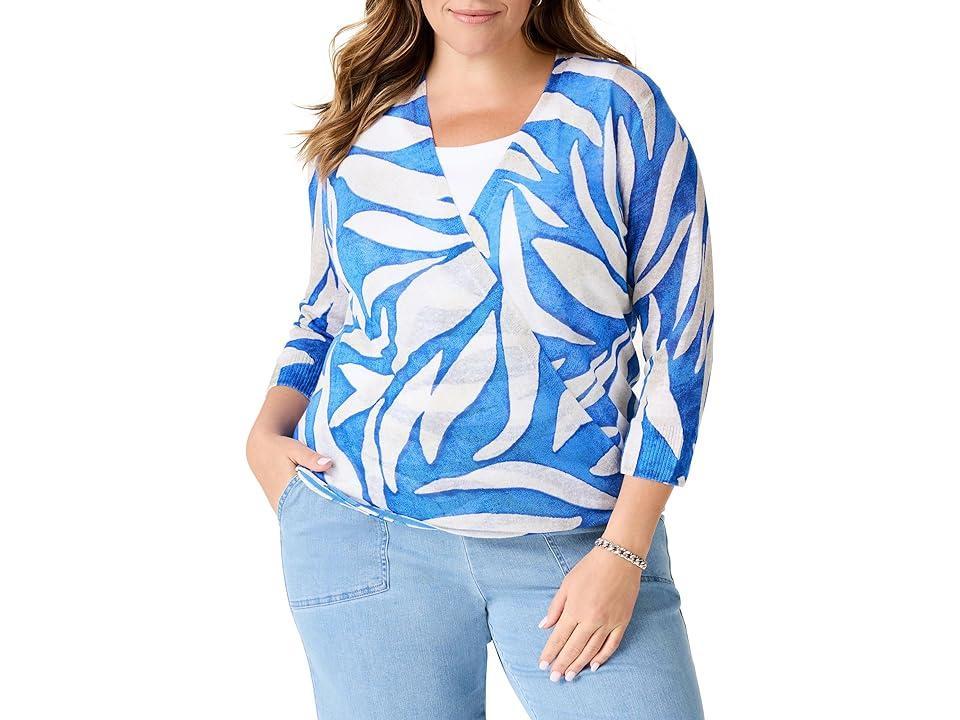 NIC+ZOE Plus Size Meadow Mix 4-Way Cardigan Multi) Women's Sweater Product Image