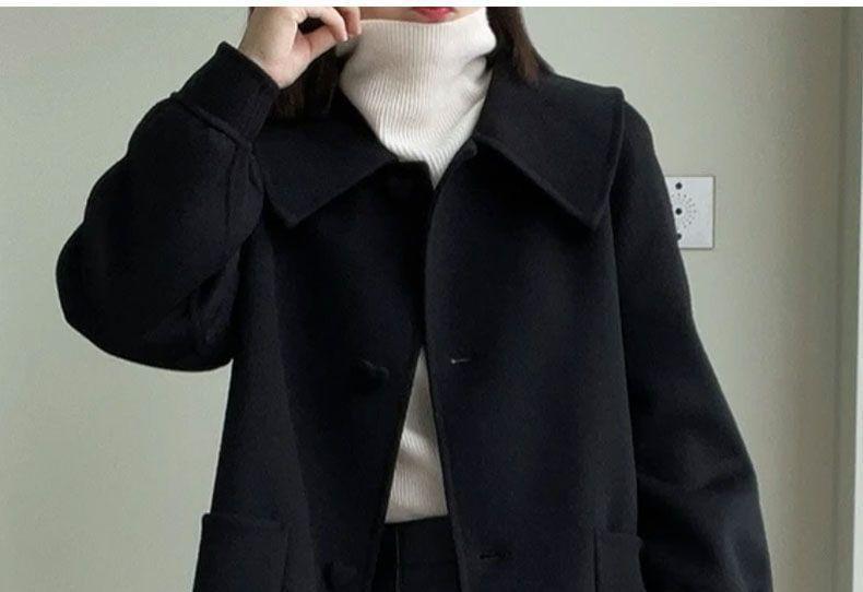 Collar Plain Heart Single-Breasted Coat Product Image