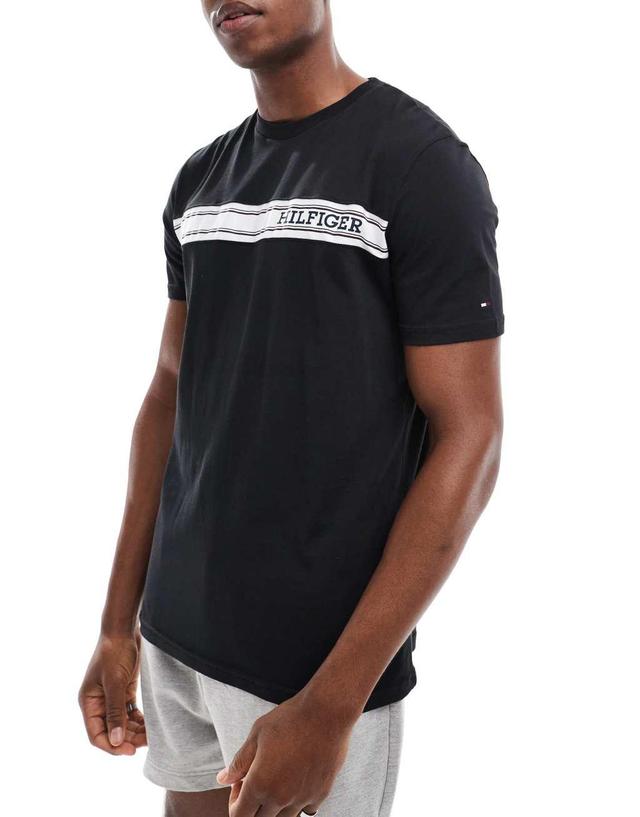 Tommy Hilfiger monotype stripe lounge T-shirt in black Product Image