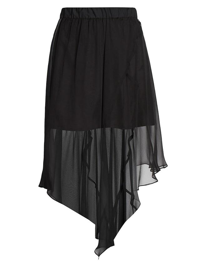 Womens Asymmetric Semi-Sheer Midi-Skirt Product Image