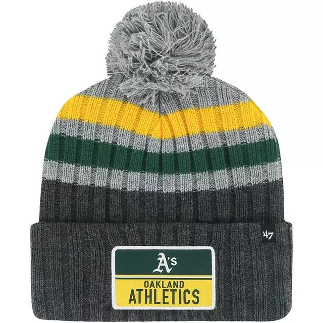 Mens 47 Gray Oakland Athletics Stack Cuffed Knit Hat with Pom Product Image