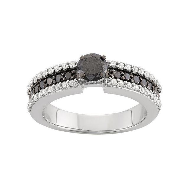 Jewelexcess 1 Carat T.W. Black & White Diamond Sterling Silver Ring, Womens Product Image