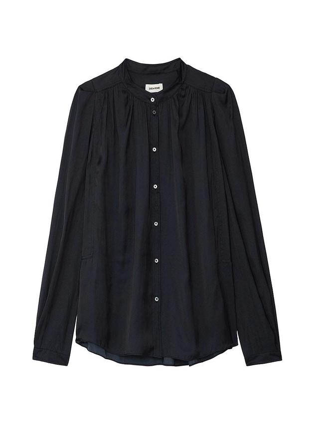 Zadig & Voltaire Tchin Band Collar Satin Blouse Product Image