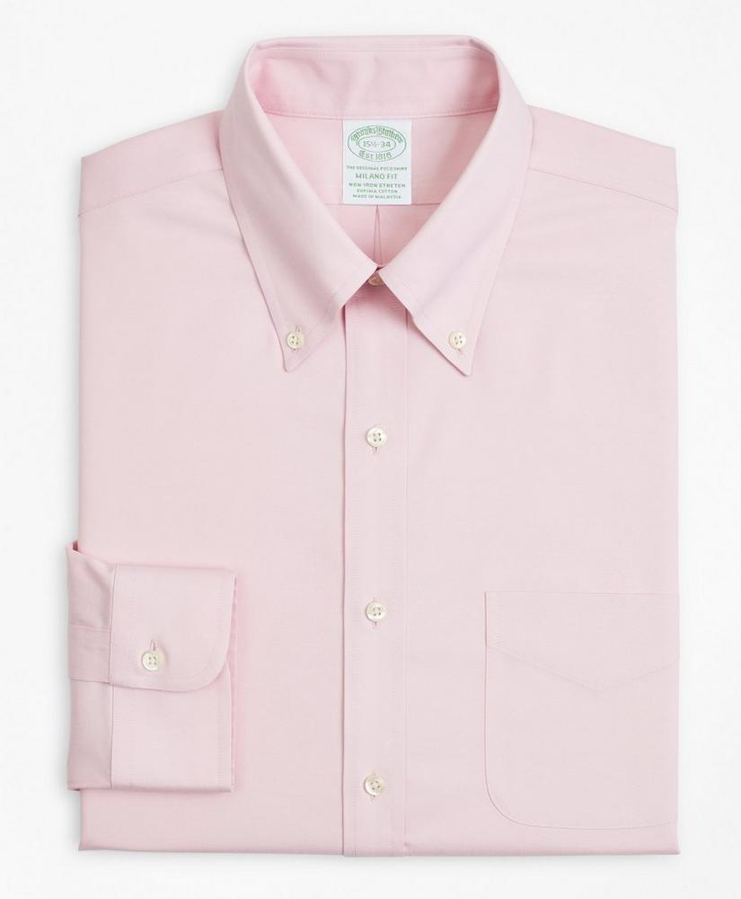 Stretch Milano Slim-Fit Dress Shirt, Non-Iron Pinpoint Button-Down Collar Product Image