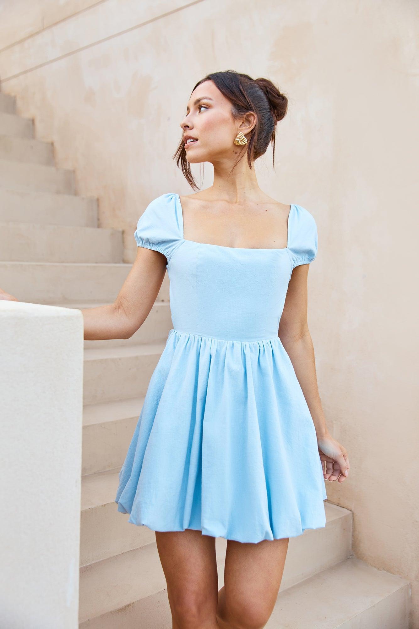 Picnic Posy Mini Dress Blue Product Image