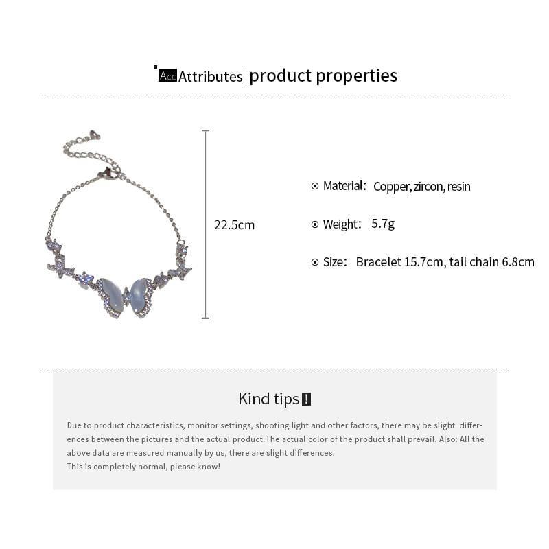 Butterfly Gemstone Rhinestone Bracelet Product Image