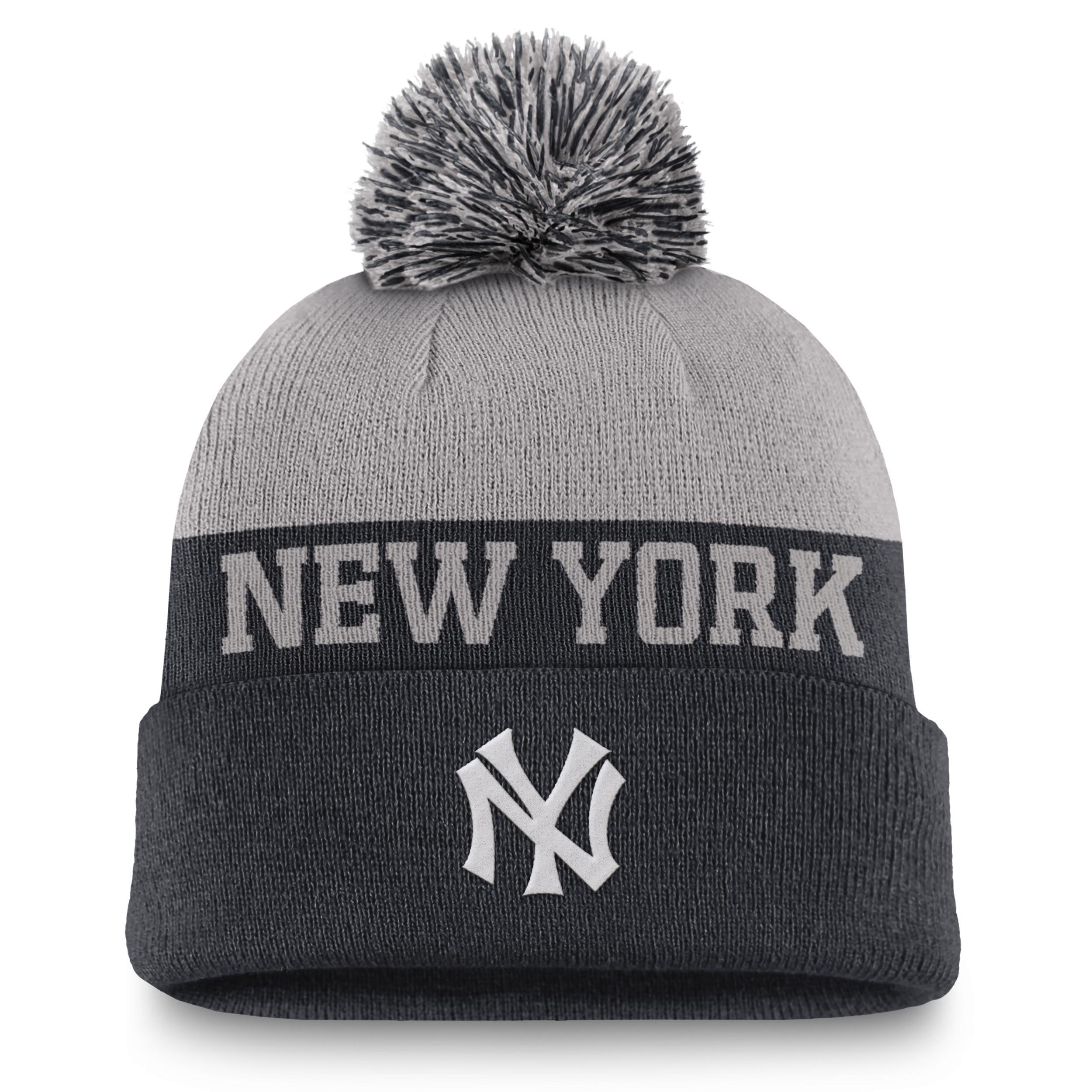 Nike Mens Navy New York Yankees Rewind Peak Cuffed Knit Hat with Pom Product Image