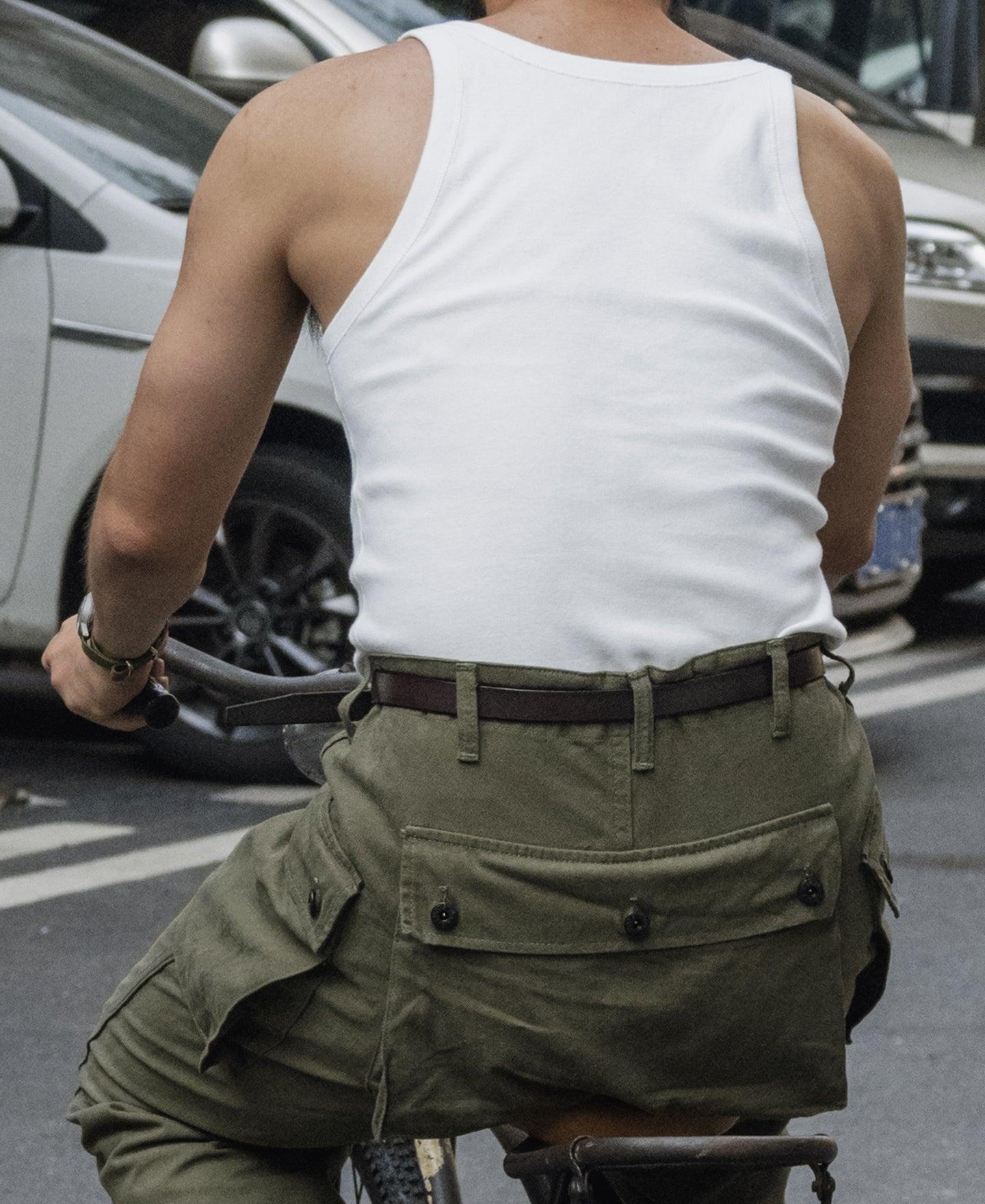 Military Cotton Tank Top - White Product Image