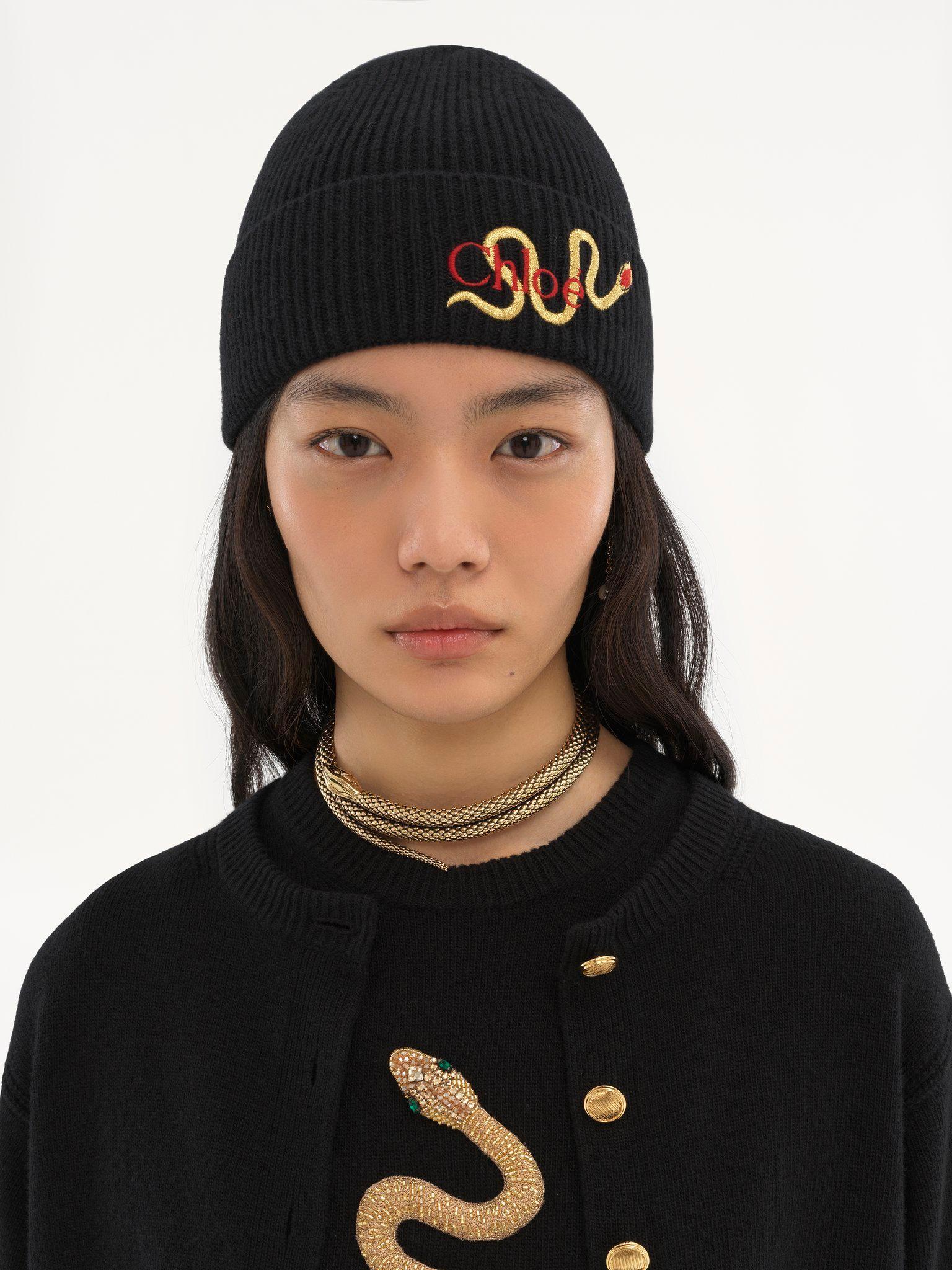 The Chloé Snake beanie in wool & cashmere knit Product Image