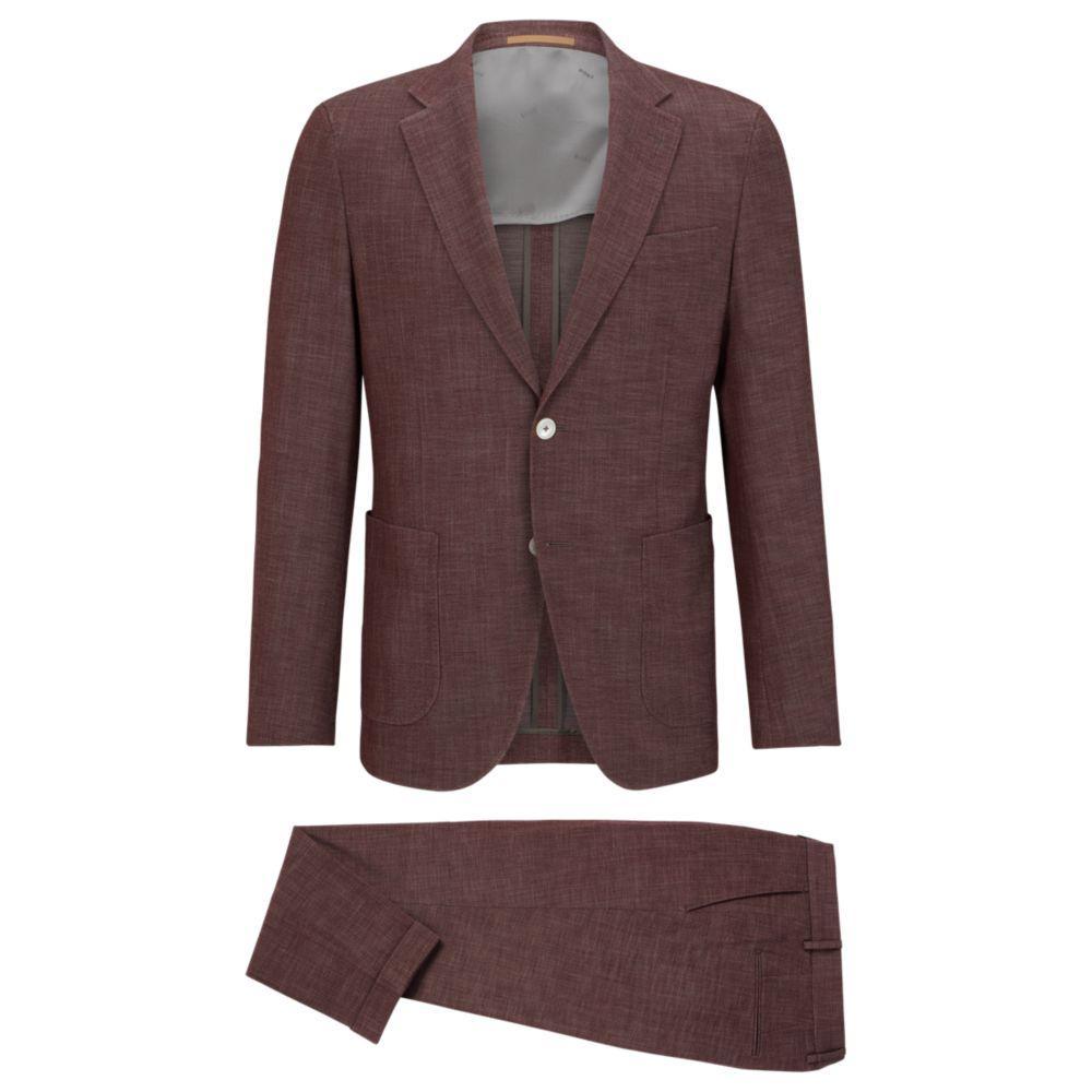 HUGO BOSS Slim-fit Suit In A Patterned Wool Blend In Red Product Image