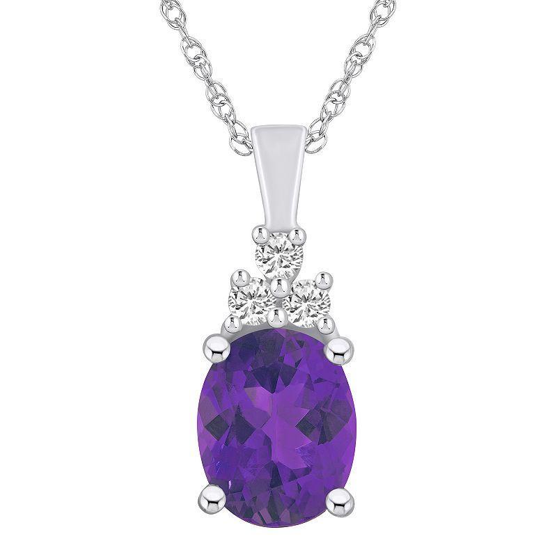 Alyson Layne 14k Gold Oval Amethyst & 1/6 Carat T.W. Diamond Pendant Necklace, Womens Purple Product Image