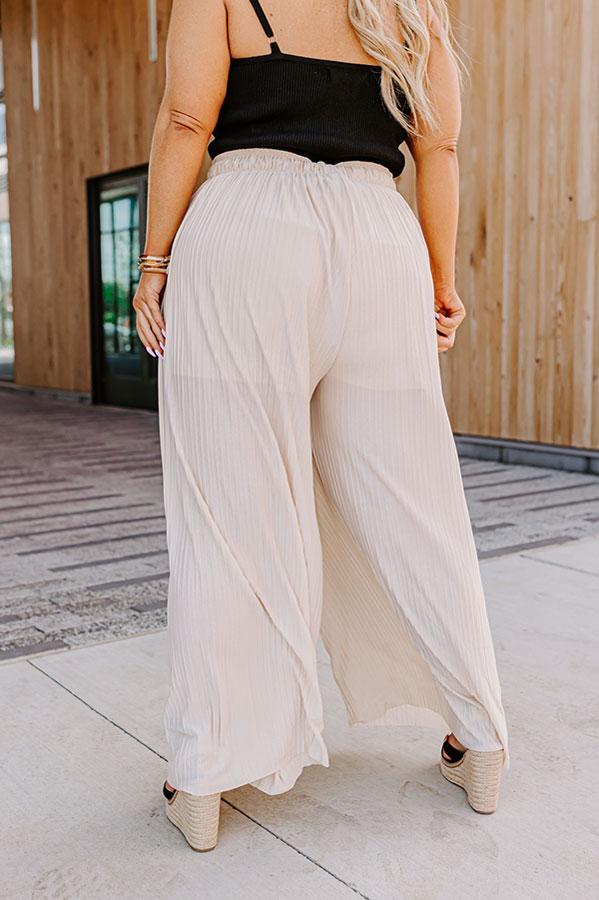 Summer In Malibu Pleated Pants In Cream Curves Product Image