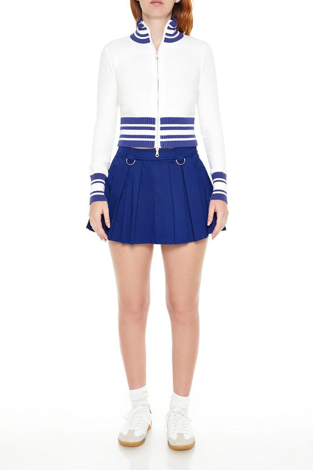 Varsity-Striped Zip-Up Sweater | Forever 21 Product Image