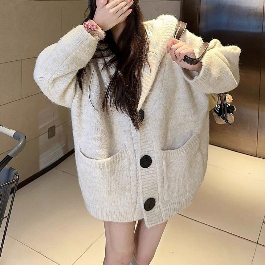 Plain Hood Cardigan Product Image