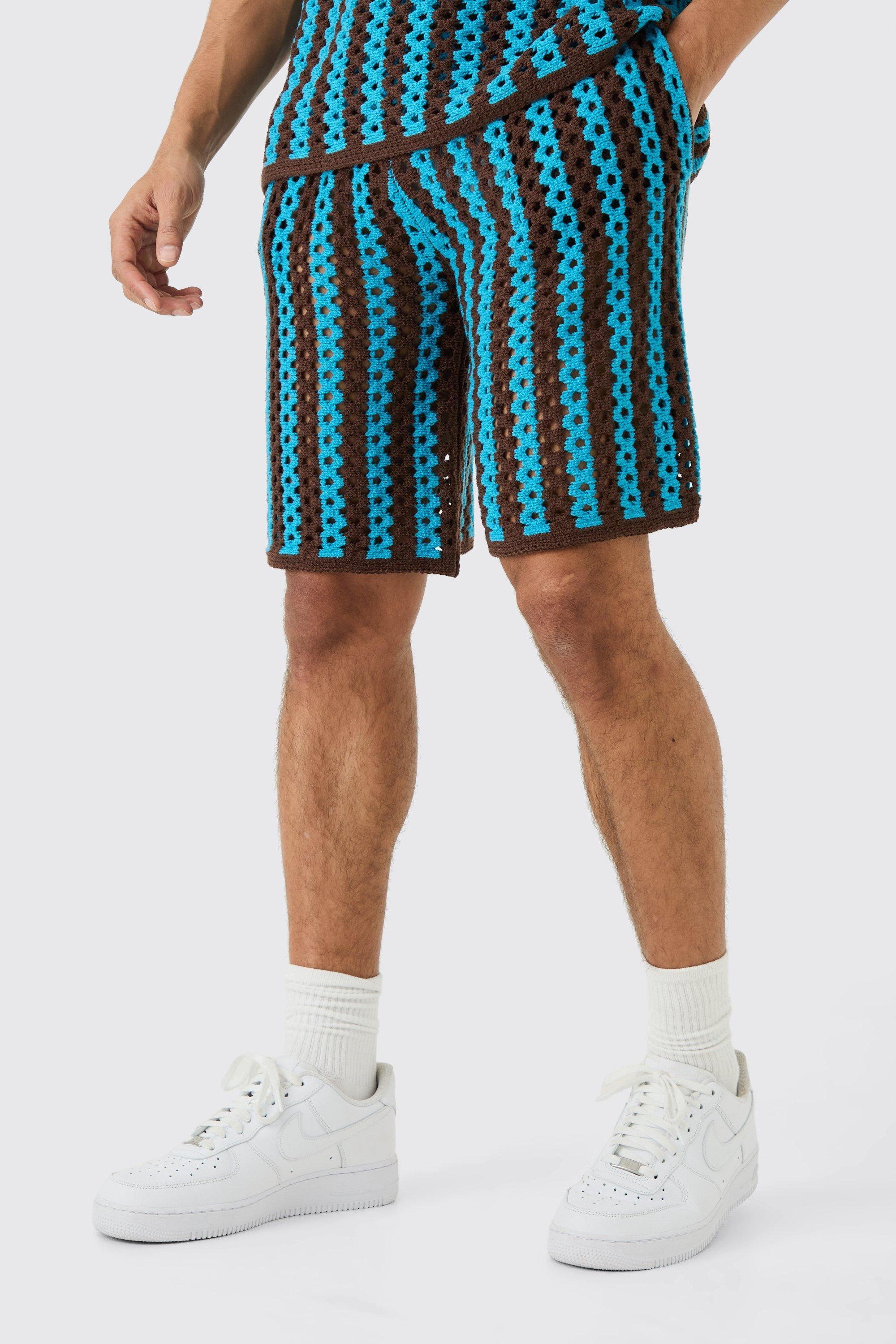 Relaxed Open Stitch Knitted Shorts | boohooMAN USA Product Image